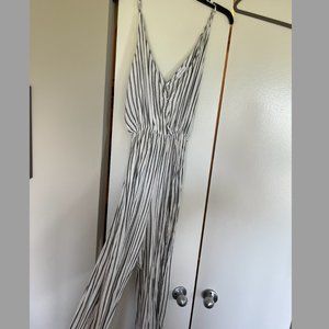 Gray + White Striped Jumpsuit